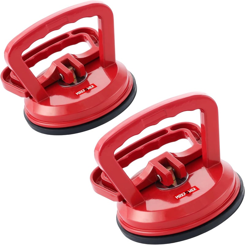Max Power Glass Suction Cups, 2-Piece Aluminum Vacuum Suction Cup Lifter for Replace Windshield Tile Marble Floor, 110 Lbs Load Capacity, 4.7" Suction Pad - Image 1